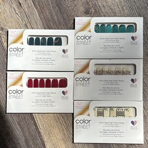 Color Street Teal, Red, and Cream Nail Strips Collection